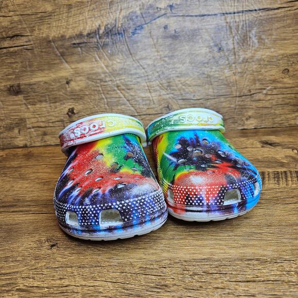 Crocs Classic Tie-dye Multi color clogs shoes sz 4 6 - Picture 8 of 9